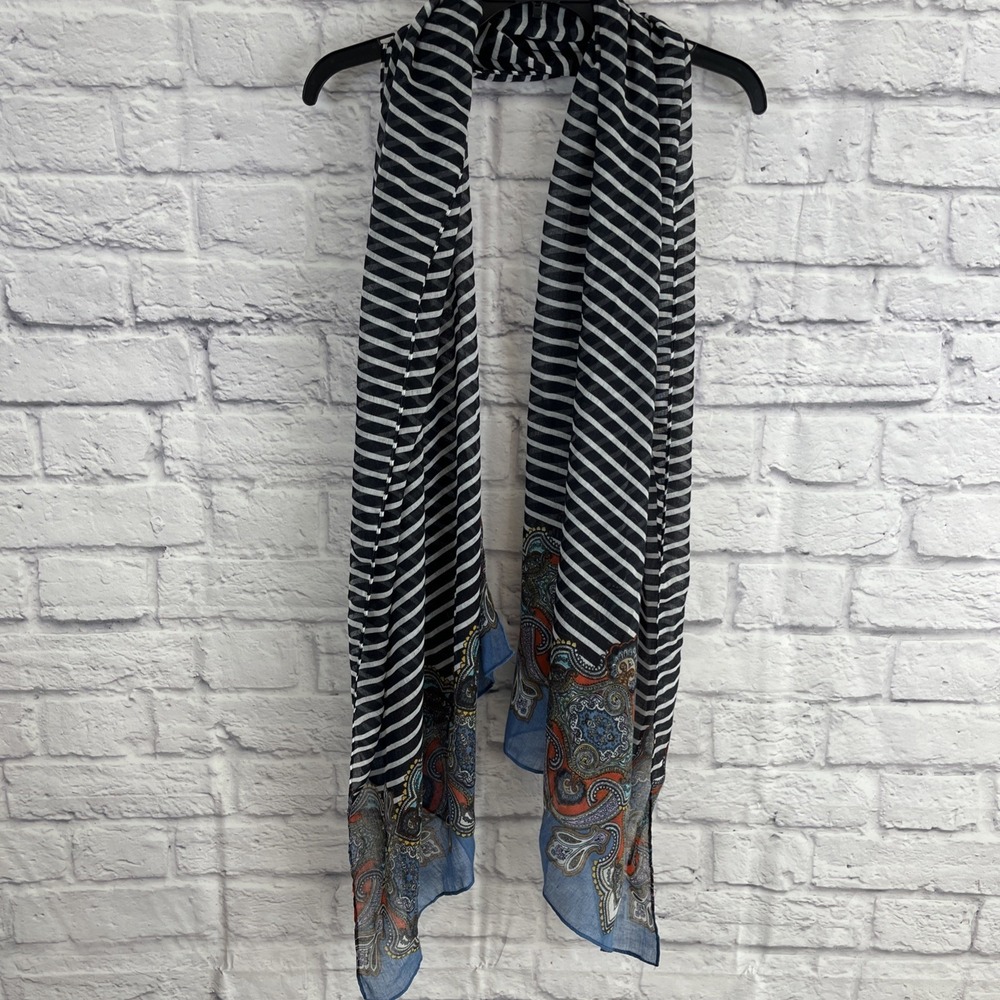 Banana Republic NWT Coastal Boho Paisley & Striped Lightweight Scarf One Size - Picture 8 of 9